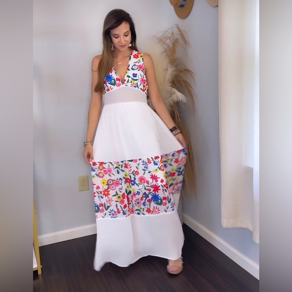 NWOT White Floral Dress